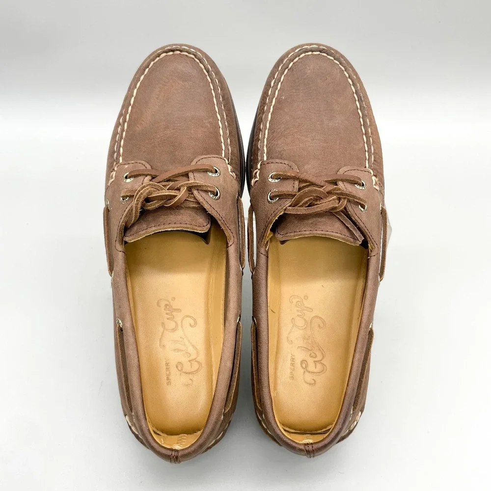 Sperry Mens 9.5 Gold Cup Authentic Original Brown Leather Boat Shoes Preppy